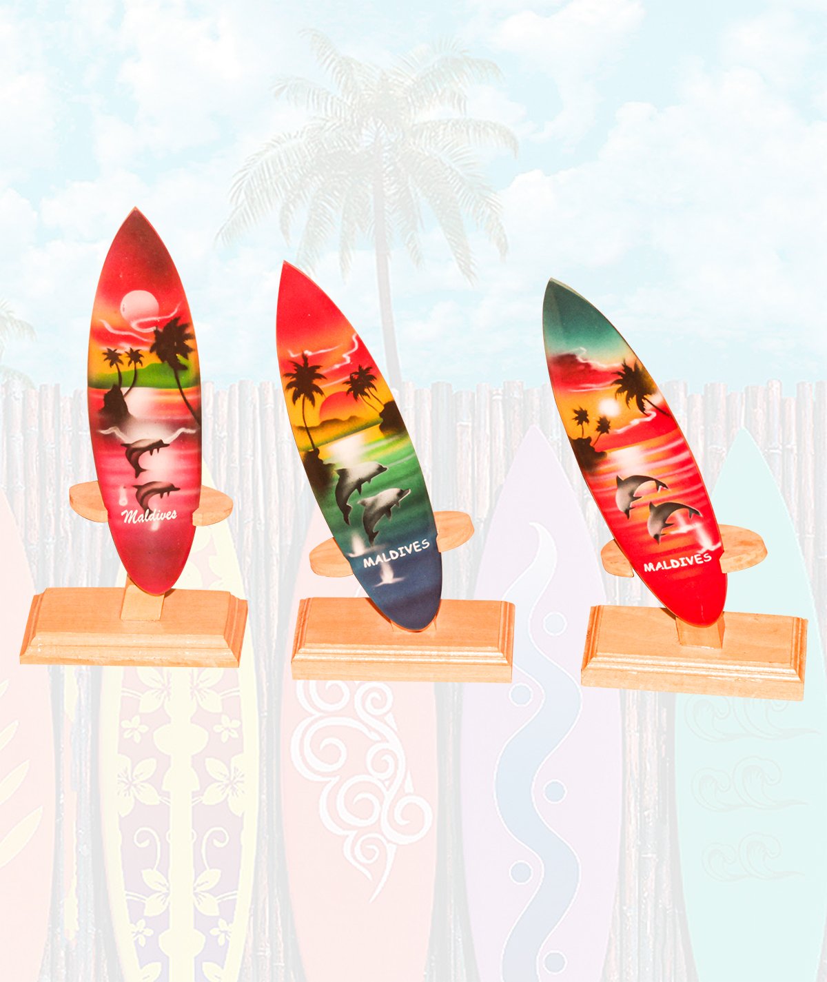 Airbrushed Wood Surfboards